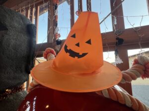 「さんさんコート」のモアイ像・オクトパス君がハロウィン仕様になりました！🎃